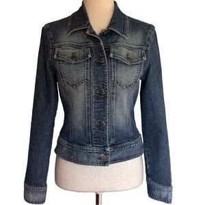 Vintage Y2K The Limited Fitted Denim Jean Jacket Med Wash Sits at Hip